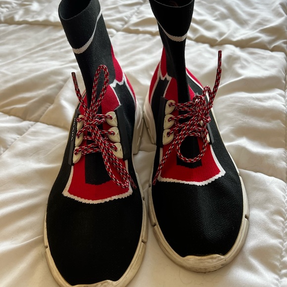 Prada Black and Red Sock Sneakers Size US 9 - Picture 2 of 4